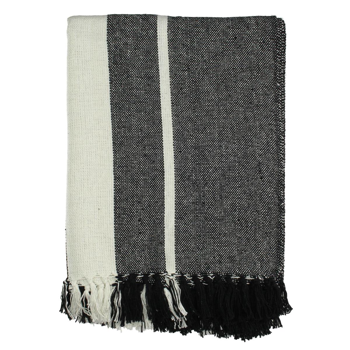 Ριχτάρι ArteLibre Ριγέ Μαύρο Βαμβακερό 130x170cm - Hippiehome.gr
