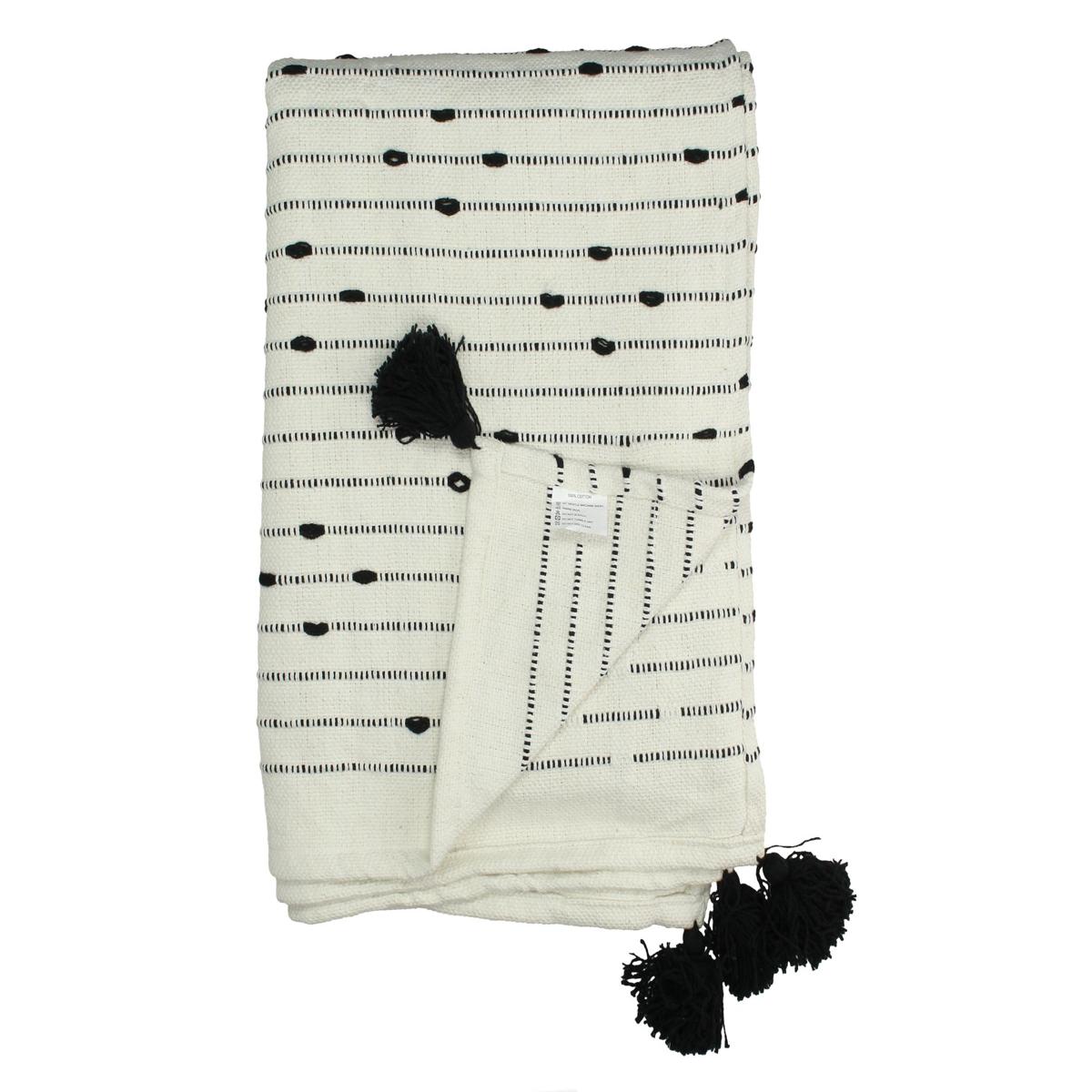 Ριχτάρι ArteLibre Ριγέ Μαύρο Βαμβακερό 130x170cm - Hippiehome.gr