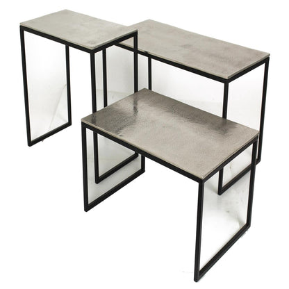 Τραπεζάκι ArteLibre Ασημί Αλουμίνιο 77x38x42cm Σετ 3Τμχ - Hippiehome.gr