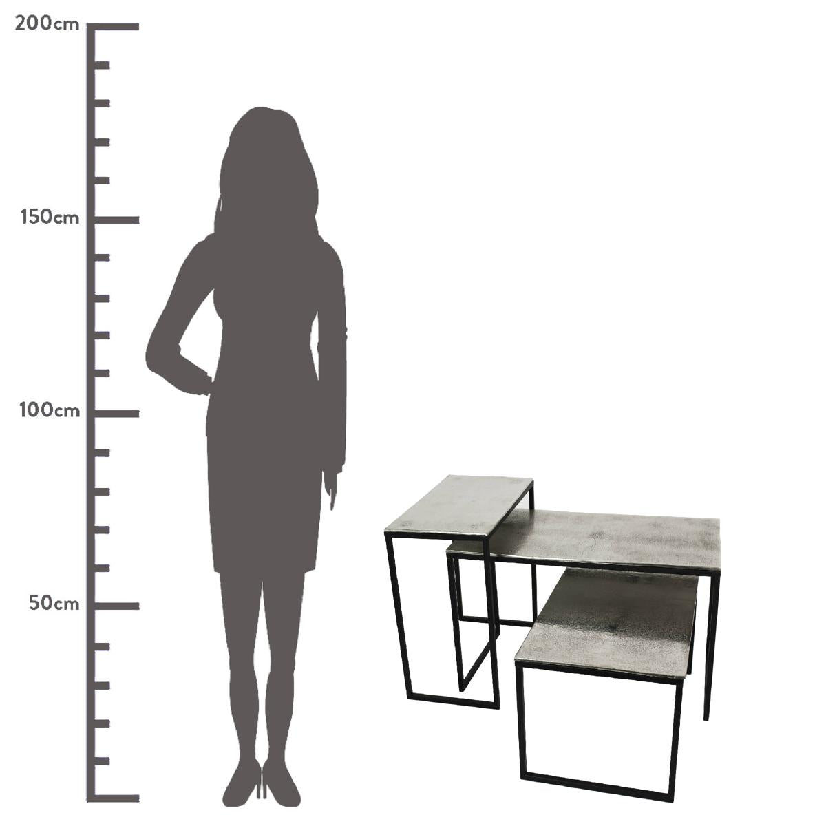 Τραπεζάκι ArteLibre Ασημί Αλουμίνιο 77x38x42cm Σετ 3Τμχ - Hippiehome.gr