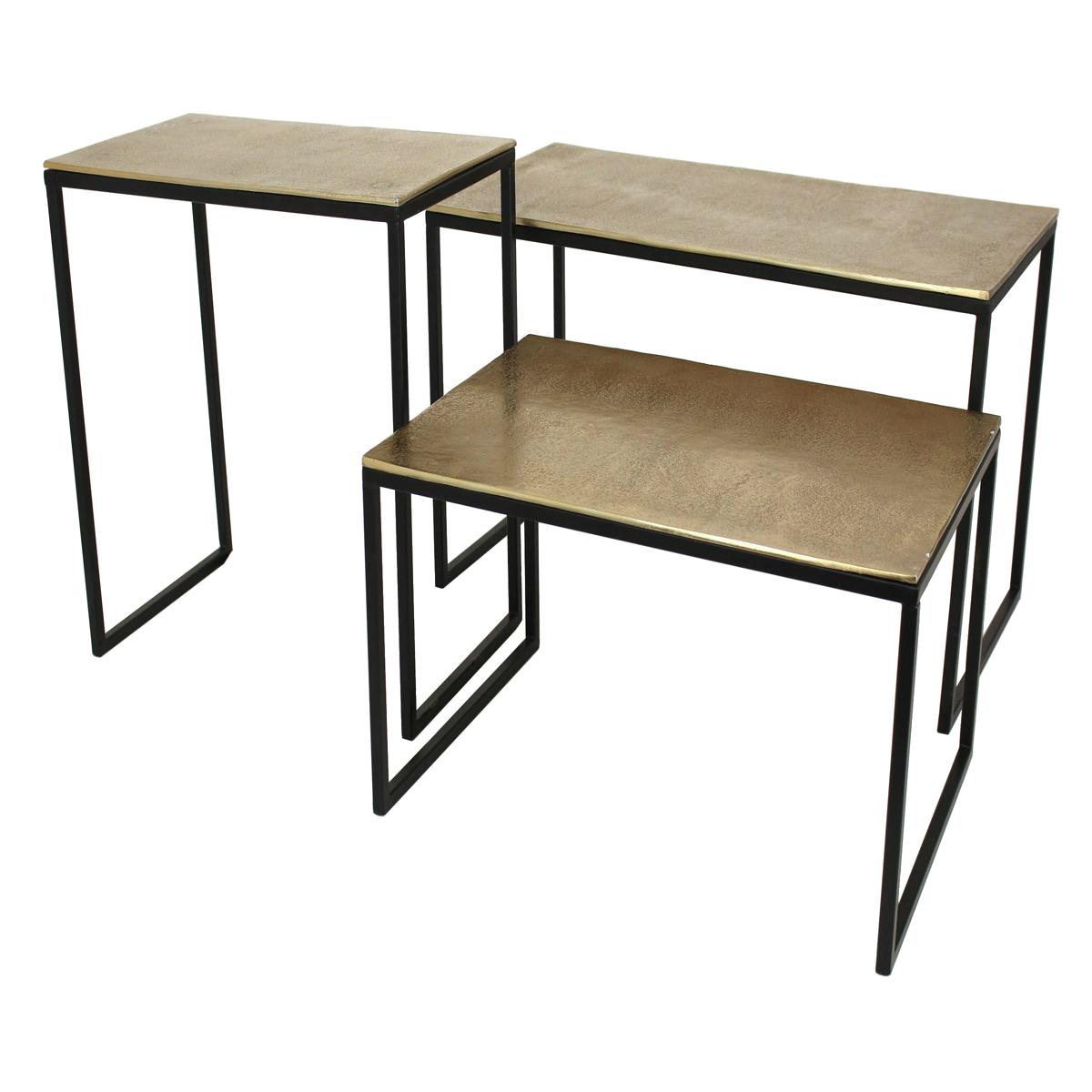 Τραπεζάκι ArteLibre Χρυσό Αλουμίνιο 77x38x42cm Σετ 3Τμχ - Hippiehome.gr