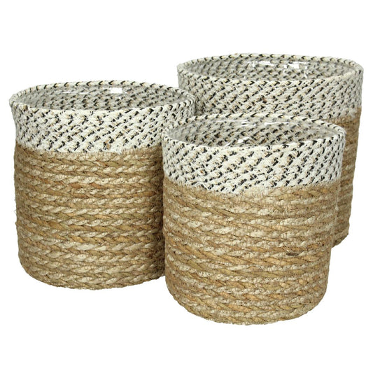 Καλάθι ArteLibre Φύλλο Hogla Φυσικό 20x20x20cm Σετ 3Τμχ - Hippiehome.gr