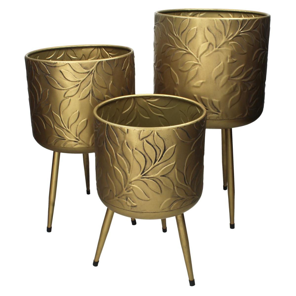 Κασπώ ArteLibre Φύλλο Χρυσό Μέταλλο 25x25x46.5cm Σετ 3Τμχ - Hippiehome.gr