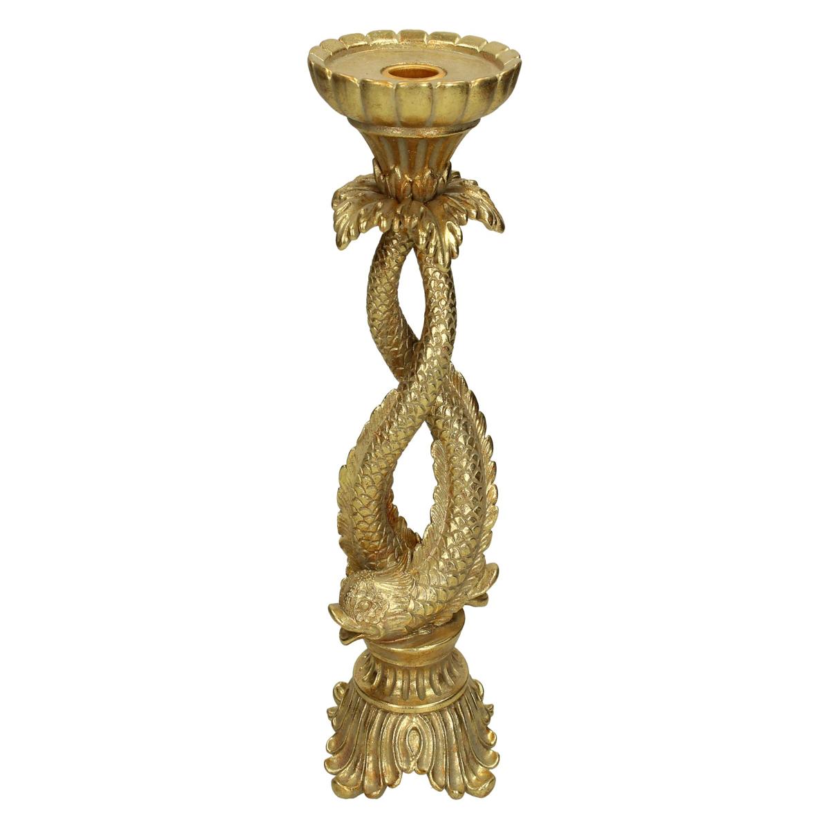 Κηροπήγιο ArteLibre Ψάρι Χρυσό Polyresin 10.5x10.5x27cm - Hippiehome.gr