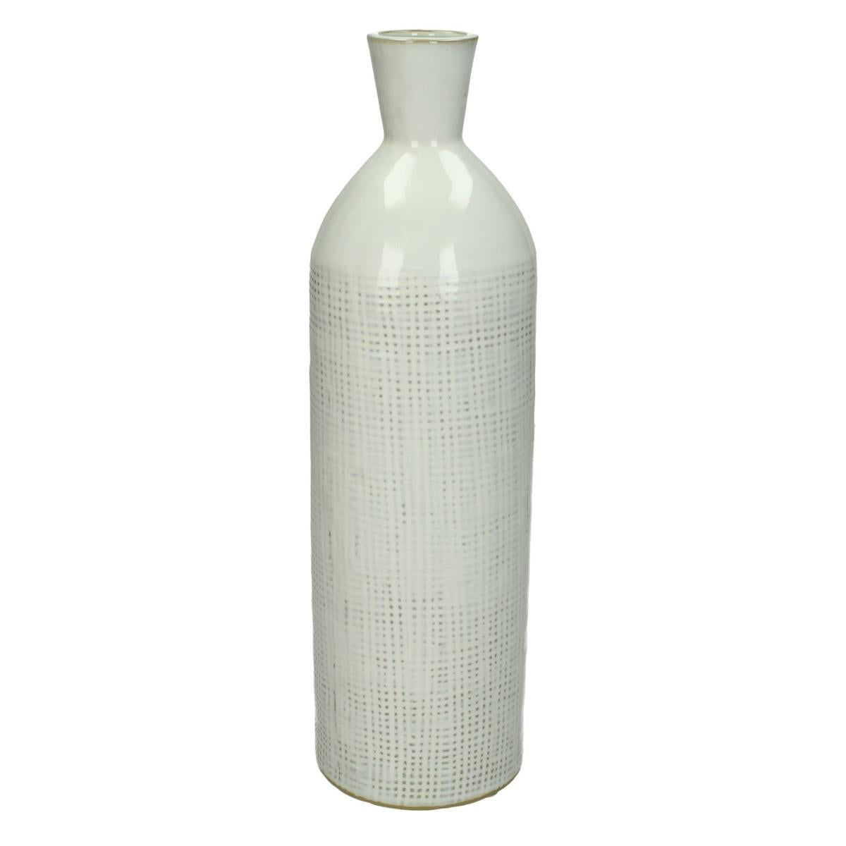 Βάζο ArteLibre Λευκό Πέτρα 9.3x9.3x32cm - Hippiehome.gr