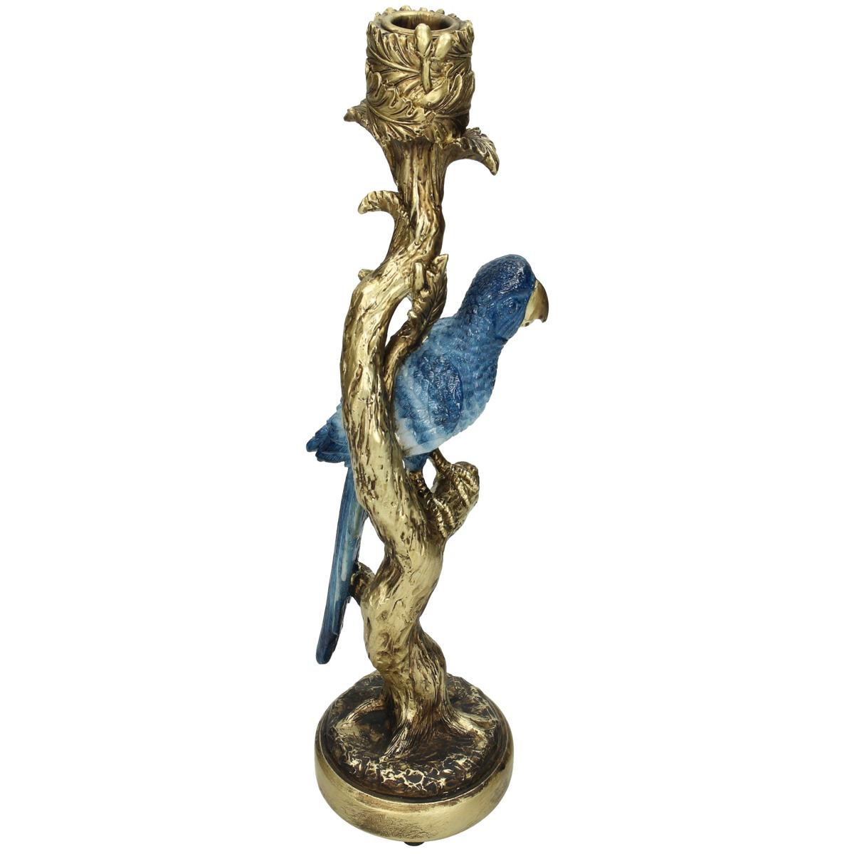 Κηροπήγιο ArteLibre Πουλί Μπλε Polyresin 10.5x9x25.5cm - Hippiehome.gr