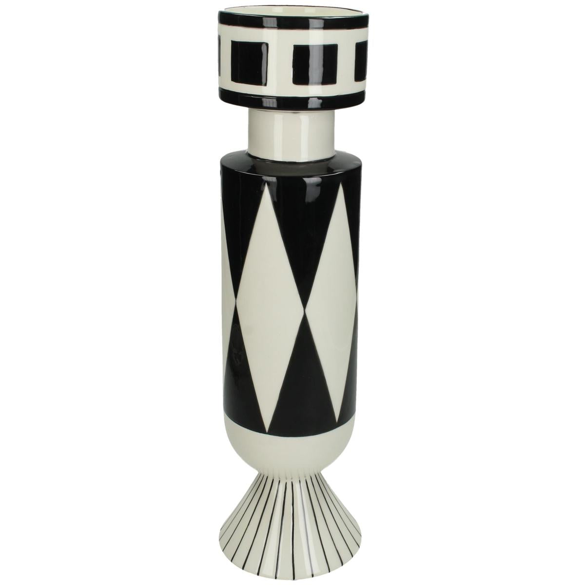 Βάζο ArteLibre Με Σχέδιο Μαύρο Δολομίτης 11x11x39cm - Hippiehome.gr