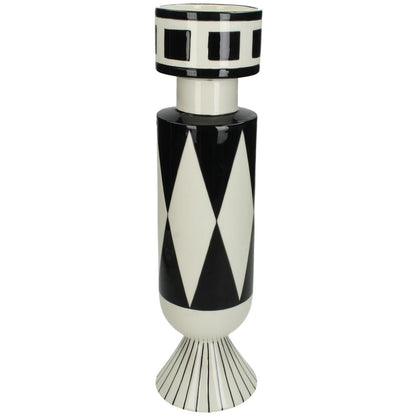 Βάζο ArteLibre Με Σχέδιο Μαύρο Δολομίτης 11x11x39cm - Hippiehome.gr