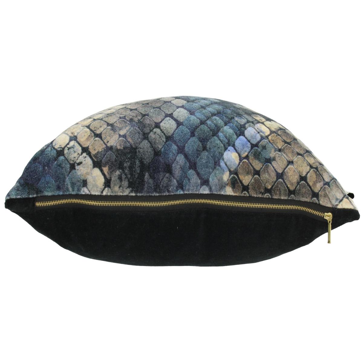 Μαξιλάρι ArteLibre Δέρμα Φιδιού Μπλε Βελούδο 45x45cm - Hippiehome.gr