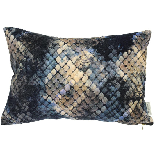 Μαξιλάρι ArteLibre Δέρμα Φιδιού Μπλε Βελούδο 40x60cm - Hippiehome.gr