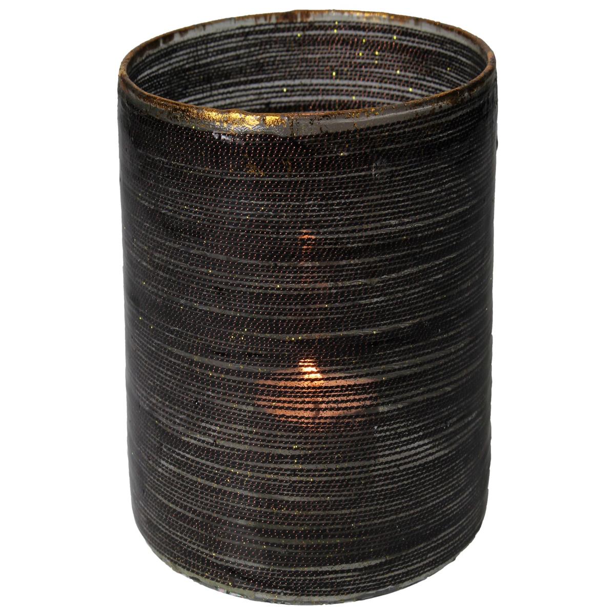 Κηροπήγιο ArteLibre Κορδόνι Καφέ Γυαλί 10x10x11cm - Hippiehome.gr