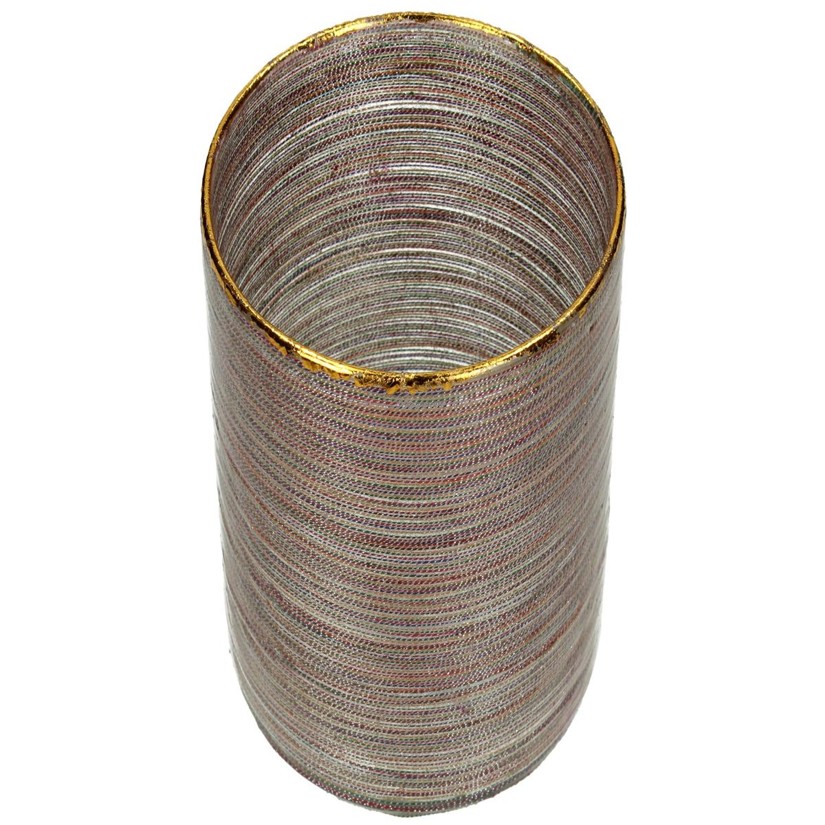 Κηροπήγιο ArteLibre Κορδέλα Πολύχρωμο Γυαλί 12x12x15cm - Hippiehome.gr