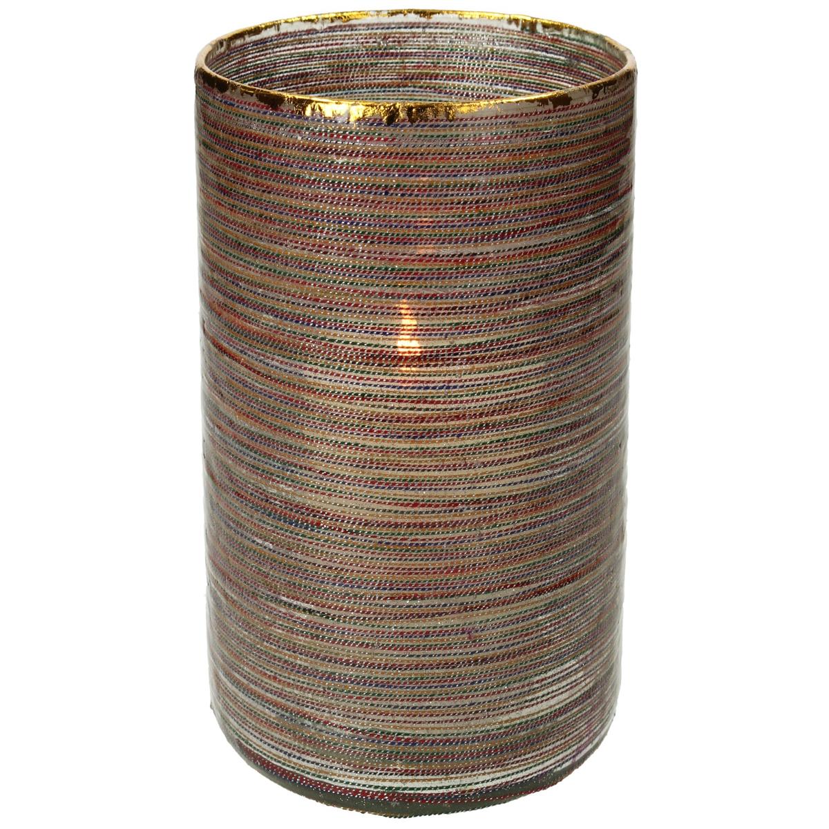 Κηροπήγιο ArteLibre Κορδέλα Πολύχρωμο Γυαλί 12x12x15cm - Hippiehome.gr