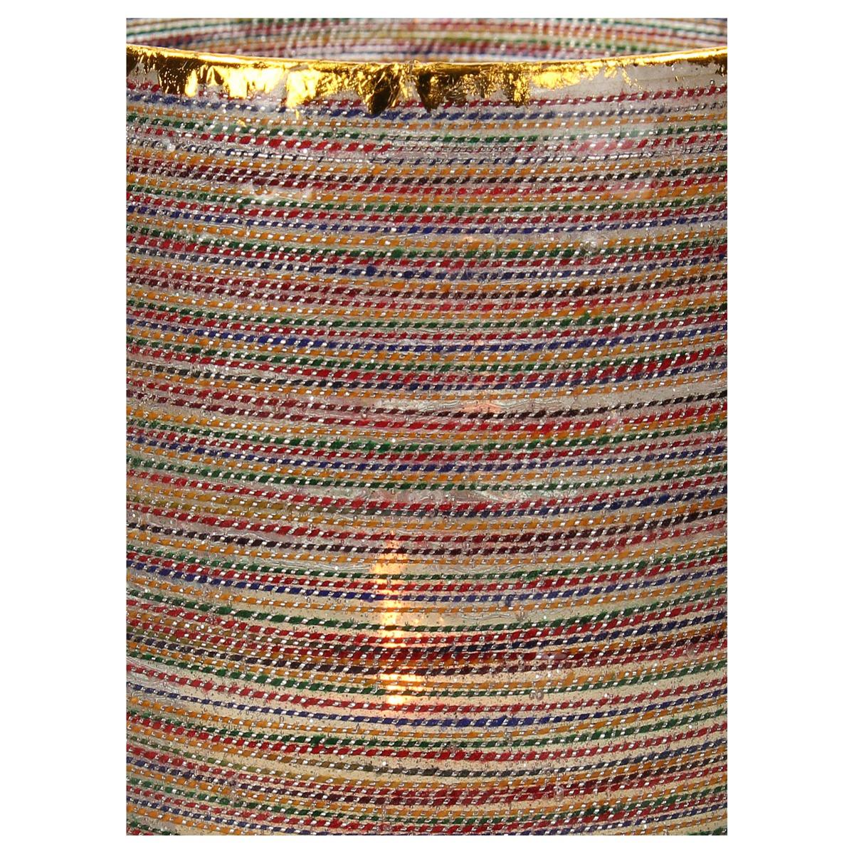 Κηροπήγιο ArteLibre Κορδέλα Πολύχρωμο Γυαλί 12x12x15cm - Hippiehome.gr