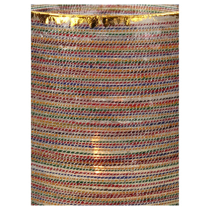 Κηροπήγιο ArteLibre Κορδέλα Πολύχρωμο Γυαλί 12x12x15cm - Hippiehome.gr