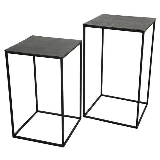 Τραπεζάκι ArteLibre Μαύρο Αλουμίνιο 45x45x70cm Σετ 2Τμχ - Hippiehome.gr