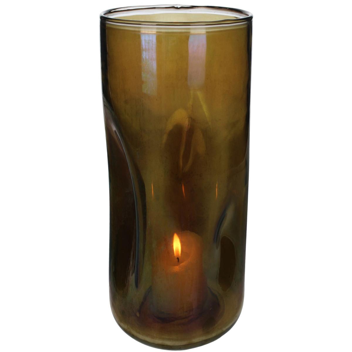 Κηροπήγιο ArteLibre Καφέ Γυαλί 15x15x26cm - Hippiehome.gr