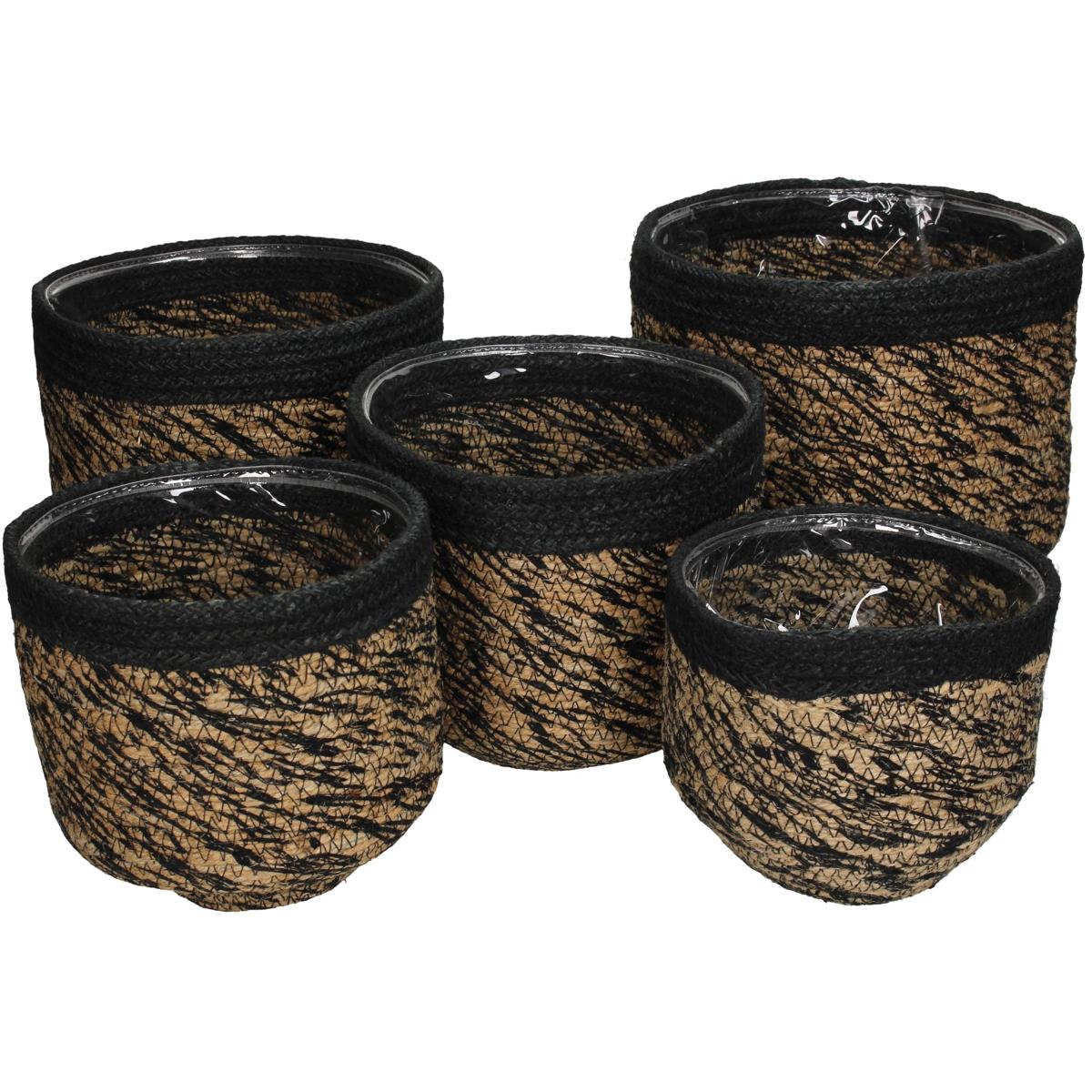 Κασπώ ArteLibre Μαύρο Γιούτα 21x21x15cm Σετ 5Τμχ - Hippiehome.gr