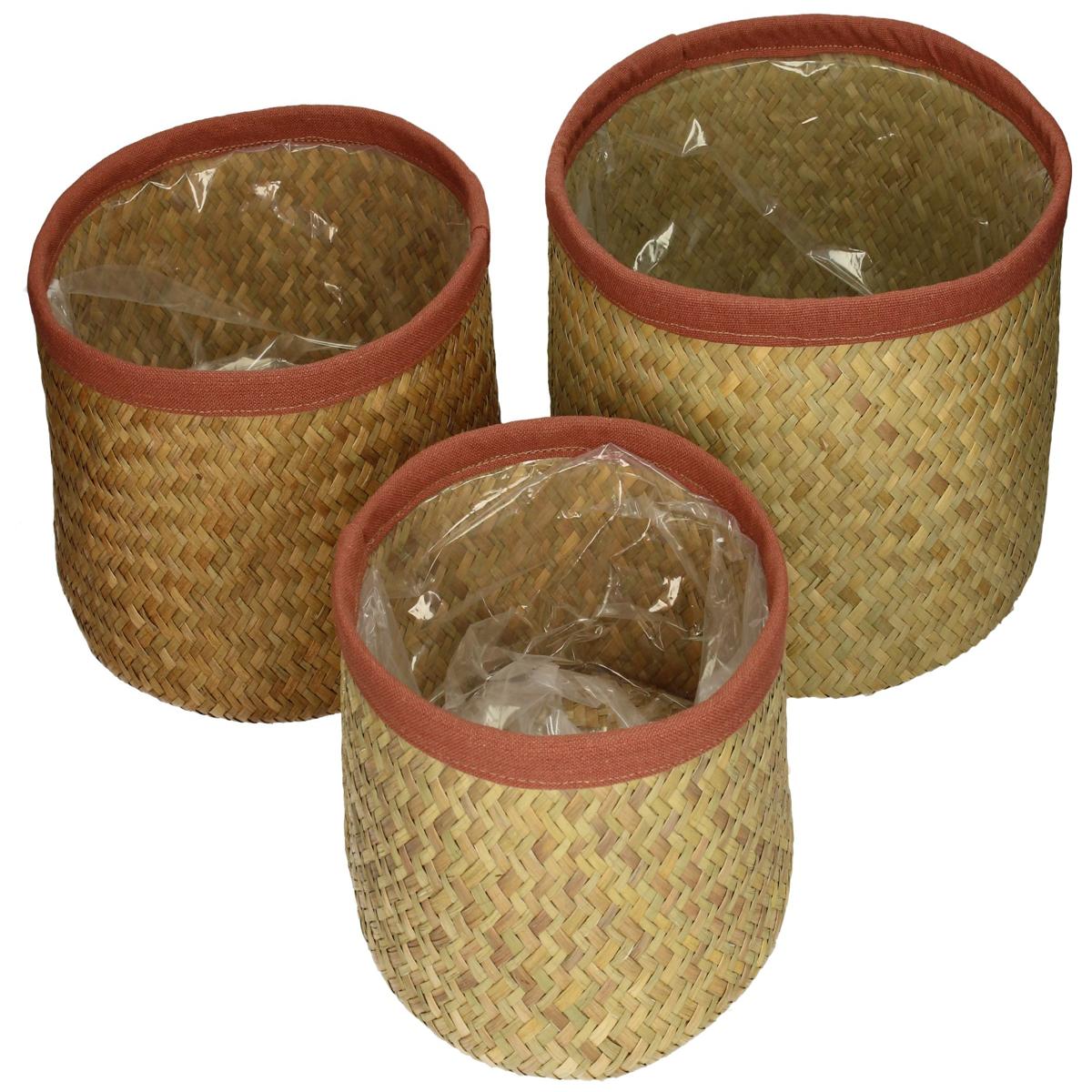 Κασπώ ArteLibre Καφέ Seagrass 27x27x17cm Σετ 3Τμχ - Hippiehome.gr