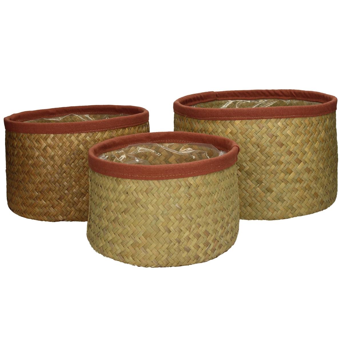 Κασπώ ArteLibre Καφέ Seagrass 27x27x17cm Σετ 3Τμχ - Hippiehome.gr