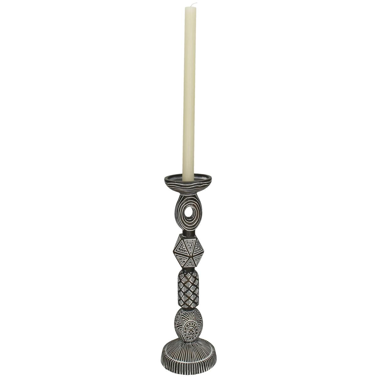 Κηροπήγιο ArteLibre Tribal Καφέ Polyresin 11.5x11.5x28cm - Hippiehome.gr