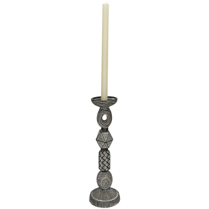 Κηροπήγιο ArteLibre Tribal Καφέ Polyresin 11.5x11.5x28cm - Hippiehome.gr