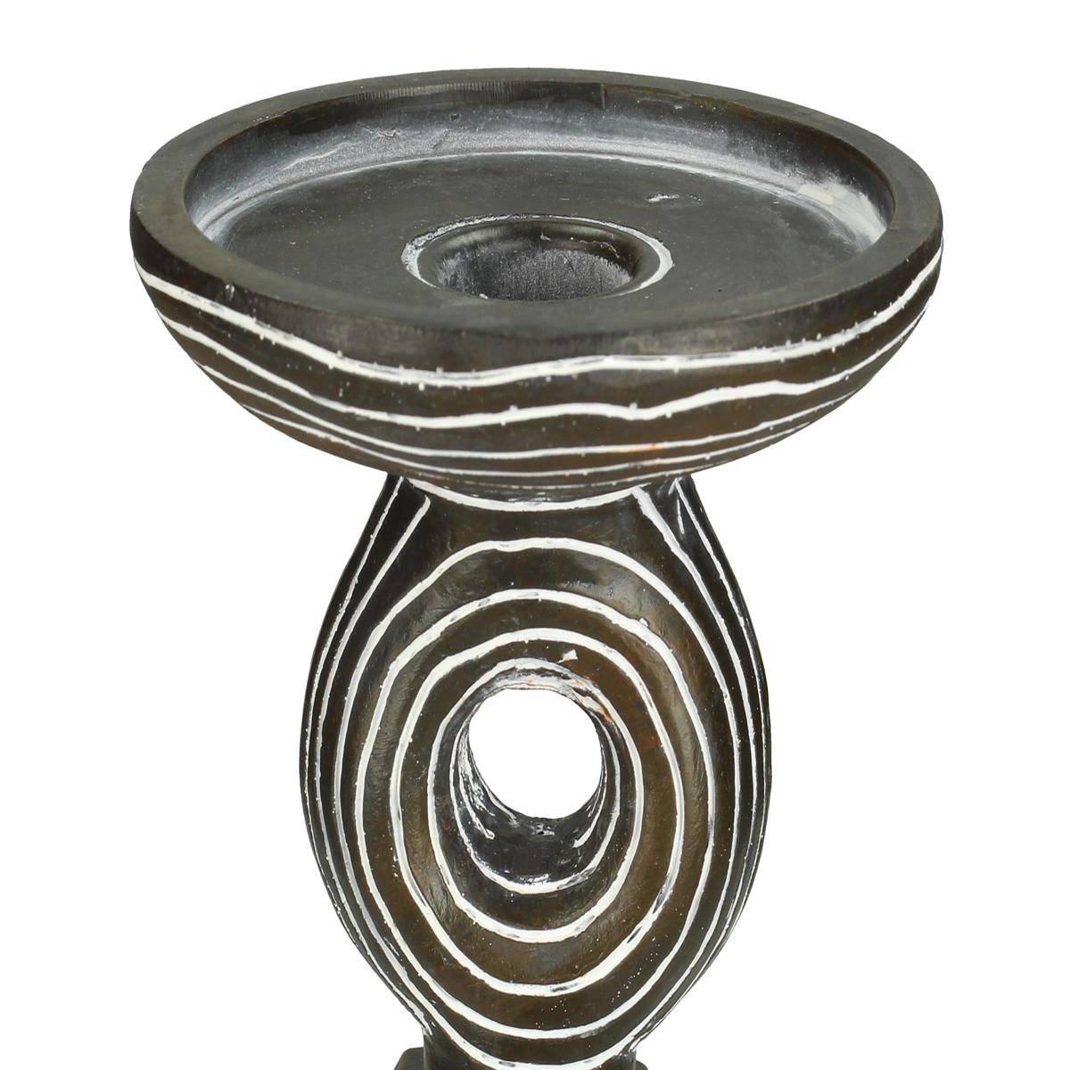 Κηροπήγιο ArteLibre Tribal Καφέ Polyresin 11.5x11.5x28cm - Hippiehome.gr