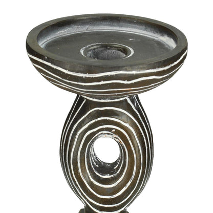 Κηροπήγιο ArteLibre Tribal Καφέ Polyresin 11.5x11.5x28cm - Hippiehome.gr