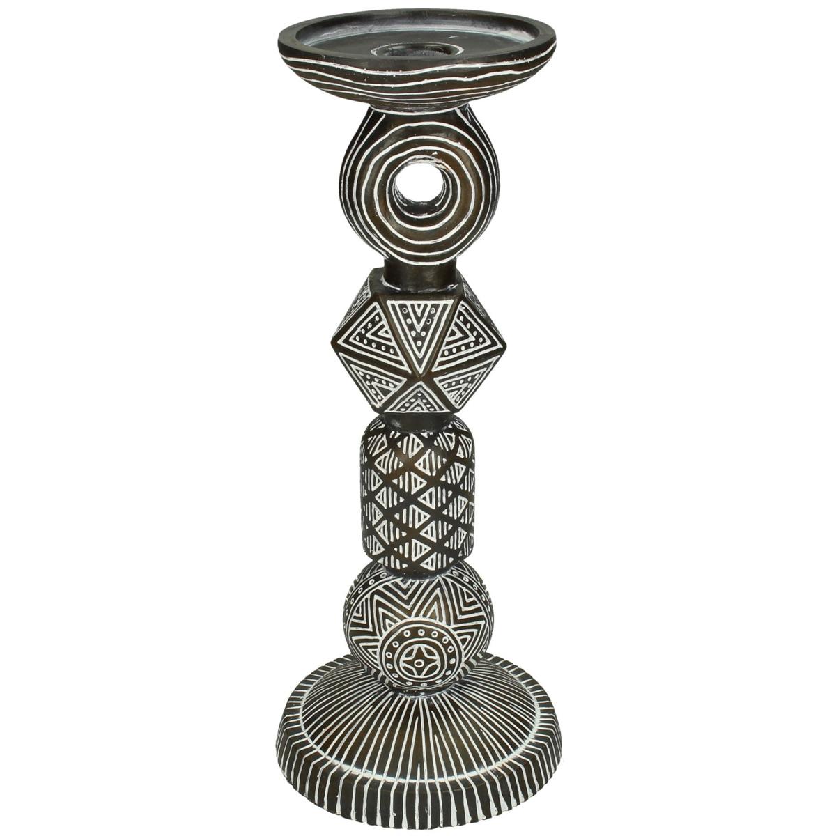 Κηροπήγιο ArteLibre Tribal Καφέ Polyresin 11.5x11.5x28cm - Hippiehome.gr