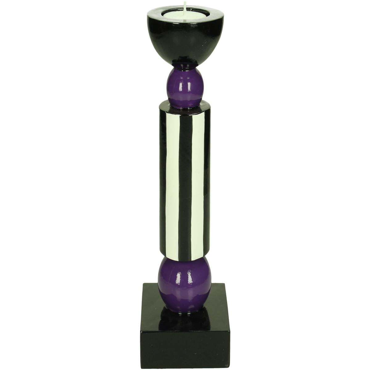 Κηροπήγιο ArteLibre Μοβ Polyresin 8.2x8.2x24cm - Hippiehome.gr