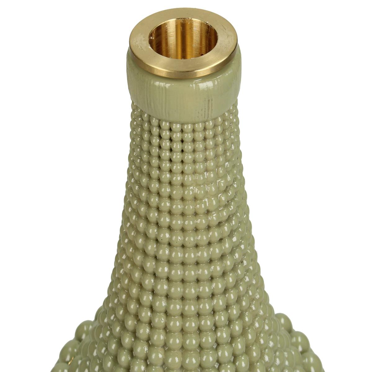 Κηροπήγιο ArteLibre Χάντρες Πράσινο Polyresin 10.8x10.8x19.3cm - Hippiehome.gr