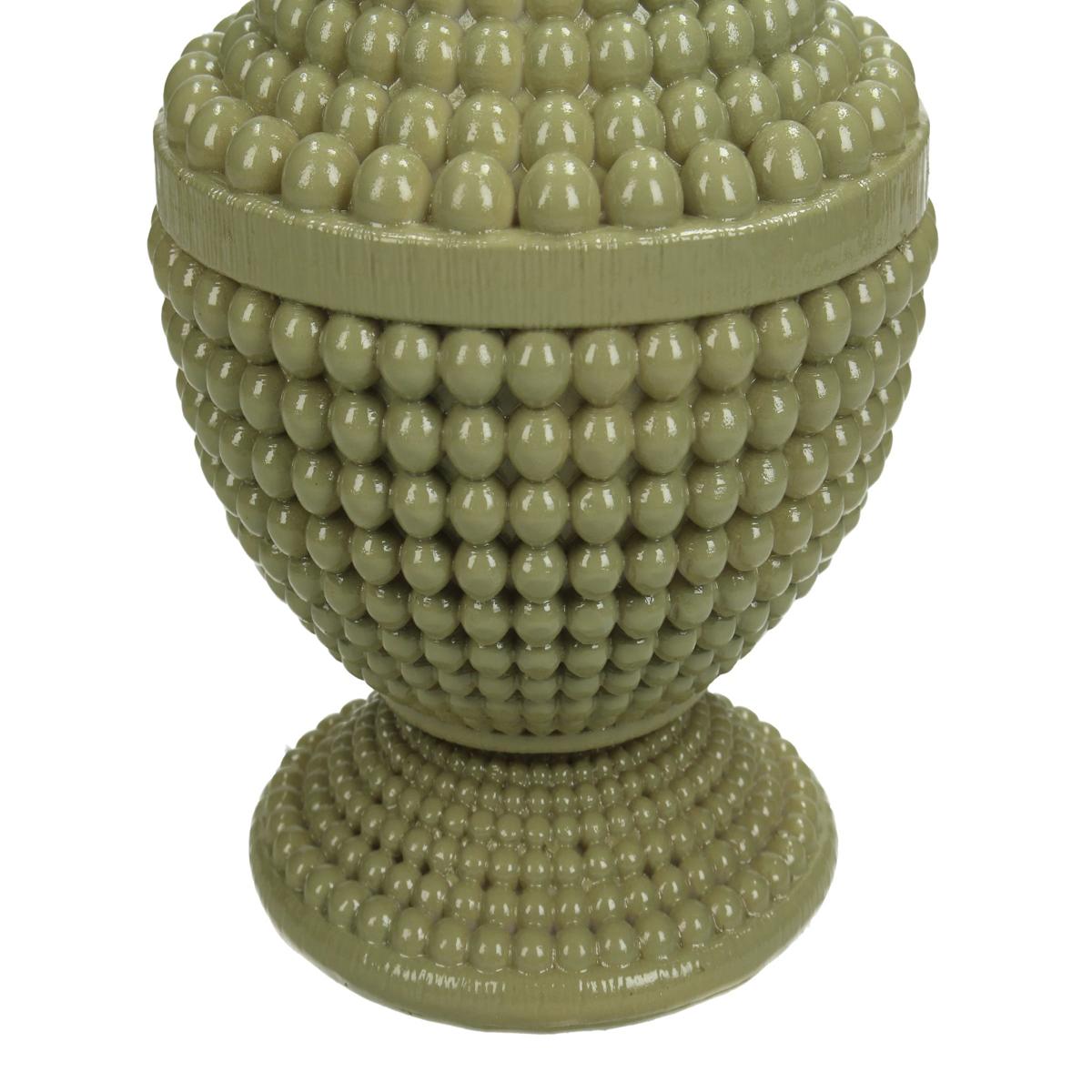 Κηροπήγιο ArteLibre Χάντρες Πράσινο Polyresin 10.8x10.8x19.3cm - Hippiehome.gr