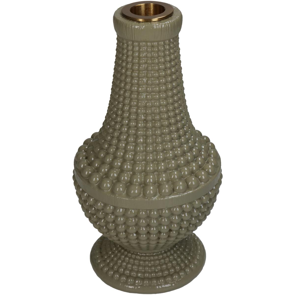 Κηροπήγιο ArteLibre Χάντρες Πράσινο Polyresin 10.8x10.8x19.3cm - Hippiehome.gr