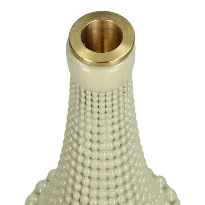 Κηροπήγιο ArteLibre Χάντρες Μπεζ Polyresin 10.8x10.8x19.3cm - Hippiehome.gr