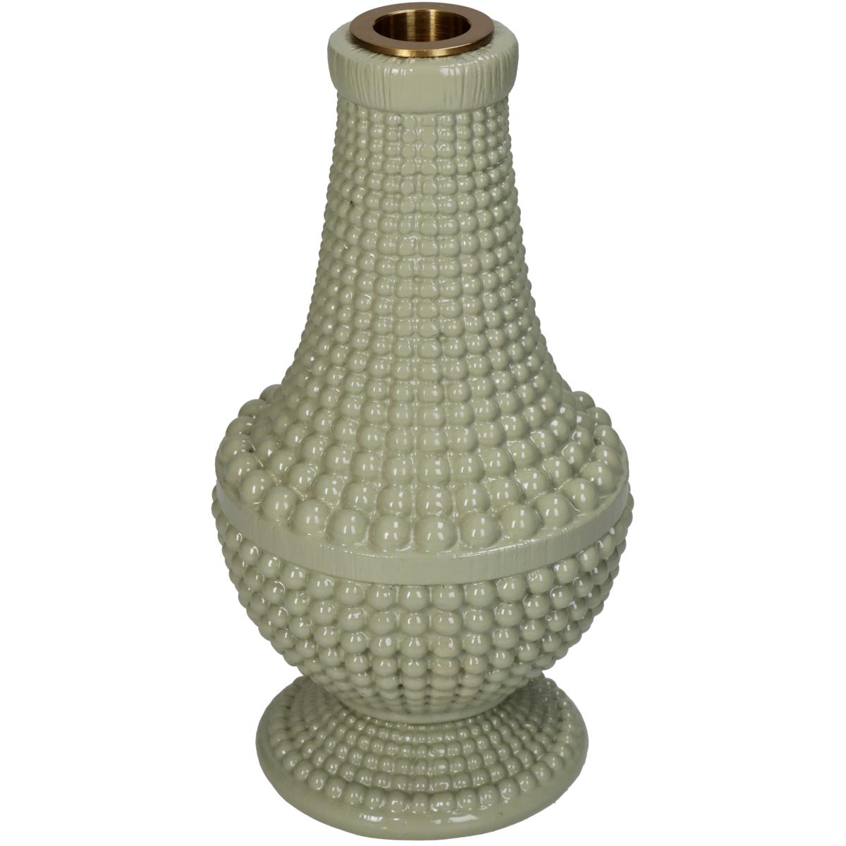 Κηροπήγιο ArteLibre Χάντρες Μπεζ Polyresin 10.8x10.8x19.3cm - Hippiehome.gr