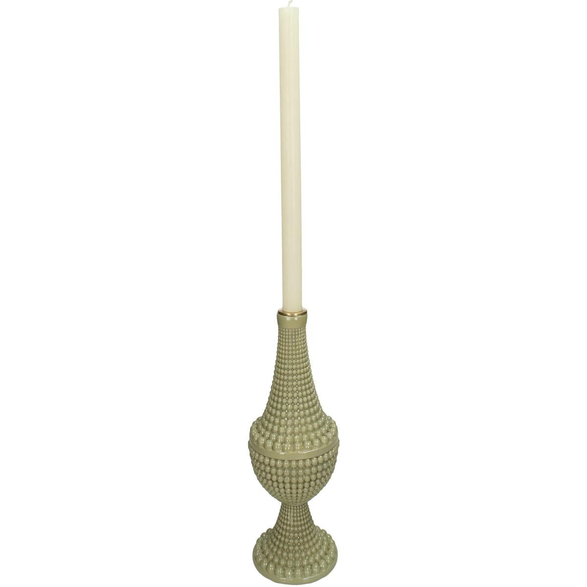 Κηροπήγιο ArteLibre Χάντρες Πράσινο Polyresin 10x10x23.3cm - Hippiehome.gr