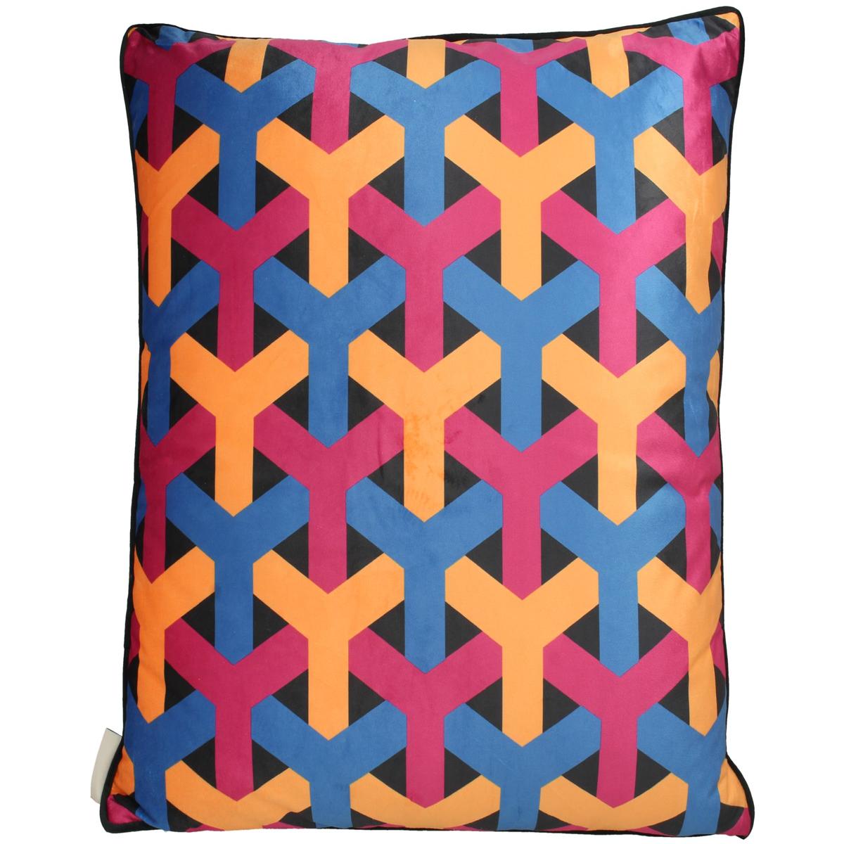 Μαξιλάρι ArteLibre Γεωμετρικά Σχήματα Πολύχρωμο Βελούδο 60x60cm - Hippiehome.gr