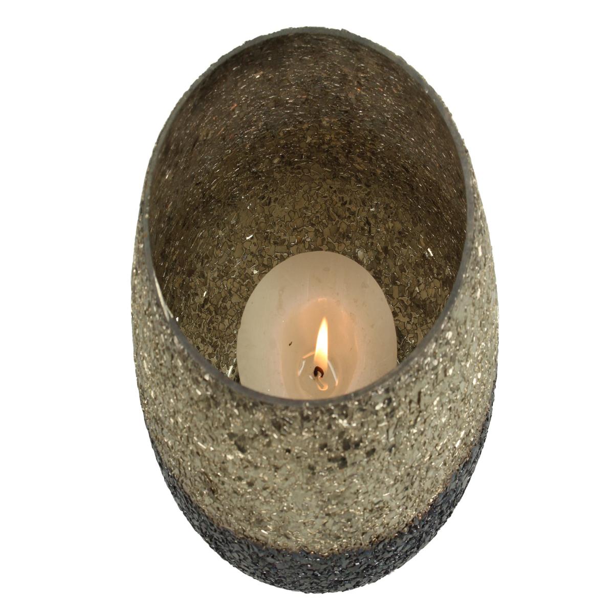 Κηροπήγιο ArteLibre Μπλε Γυαλί 16x16x16cm - Hippiehome.gr