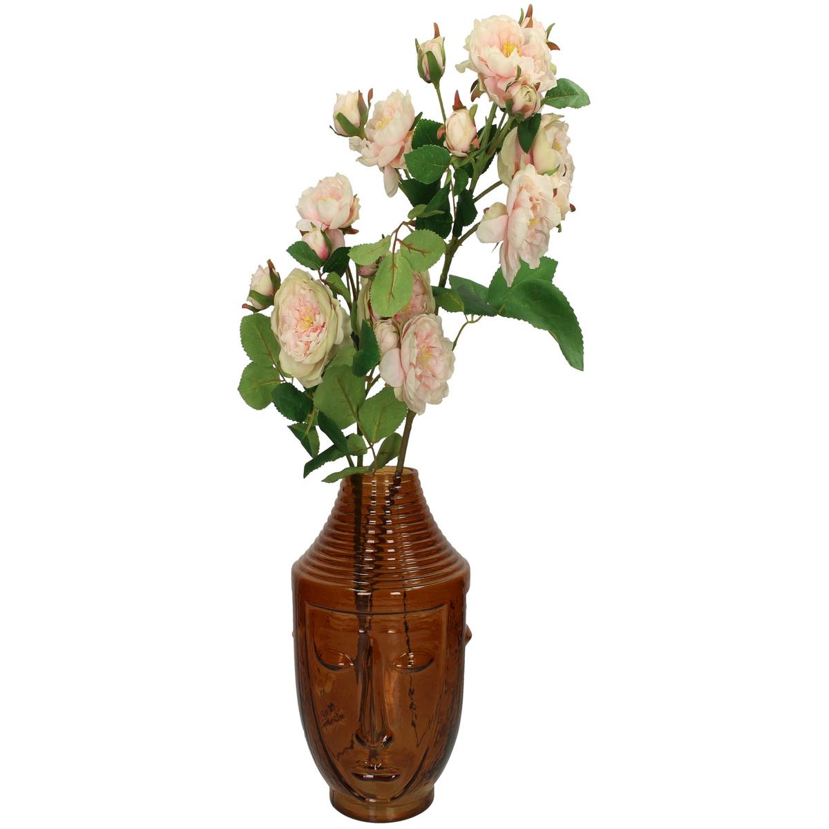 Βάζο ArteLibre Πρόσωπο Καφέ Γυαλί 18x18x25cm - Hippiehome.gr