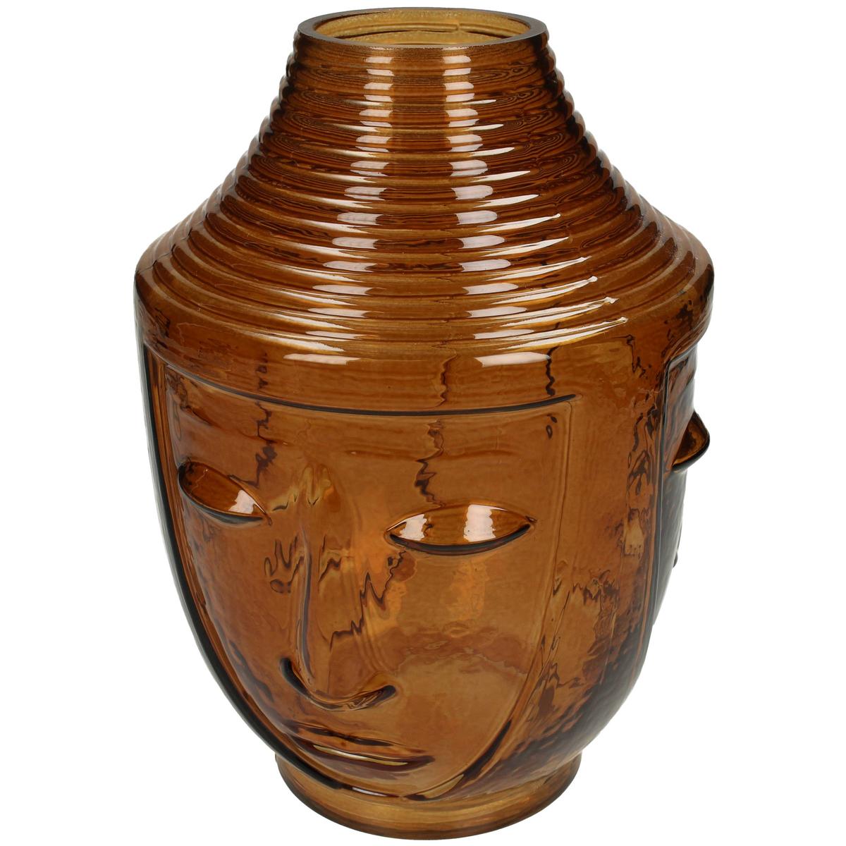 Βάζο ArteLibre Πρόσωπο Καφέ Γυαλί 18x18x25cm - Hippiehome.gr