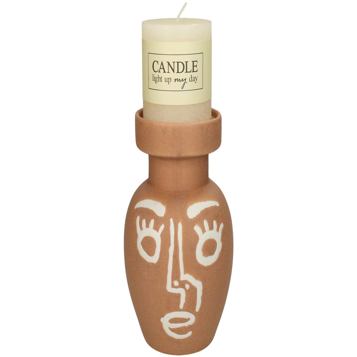 Κηροπήγιο ArteLibre Φυσικό Κεραμικό 11.6x11.6x18.7cm - Hippiehome.gr