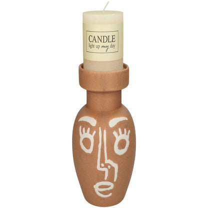 Κηροπήγιο ArteLibre Φυσικό Κεραμικό 11.6x11.6x18.7cm - Hippiehome.gr