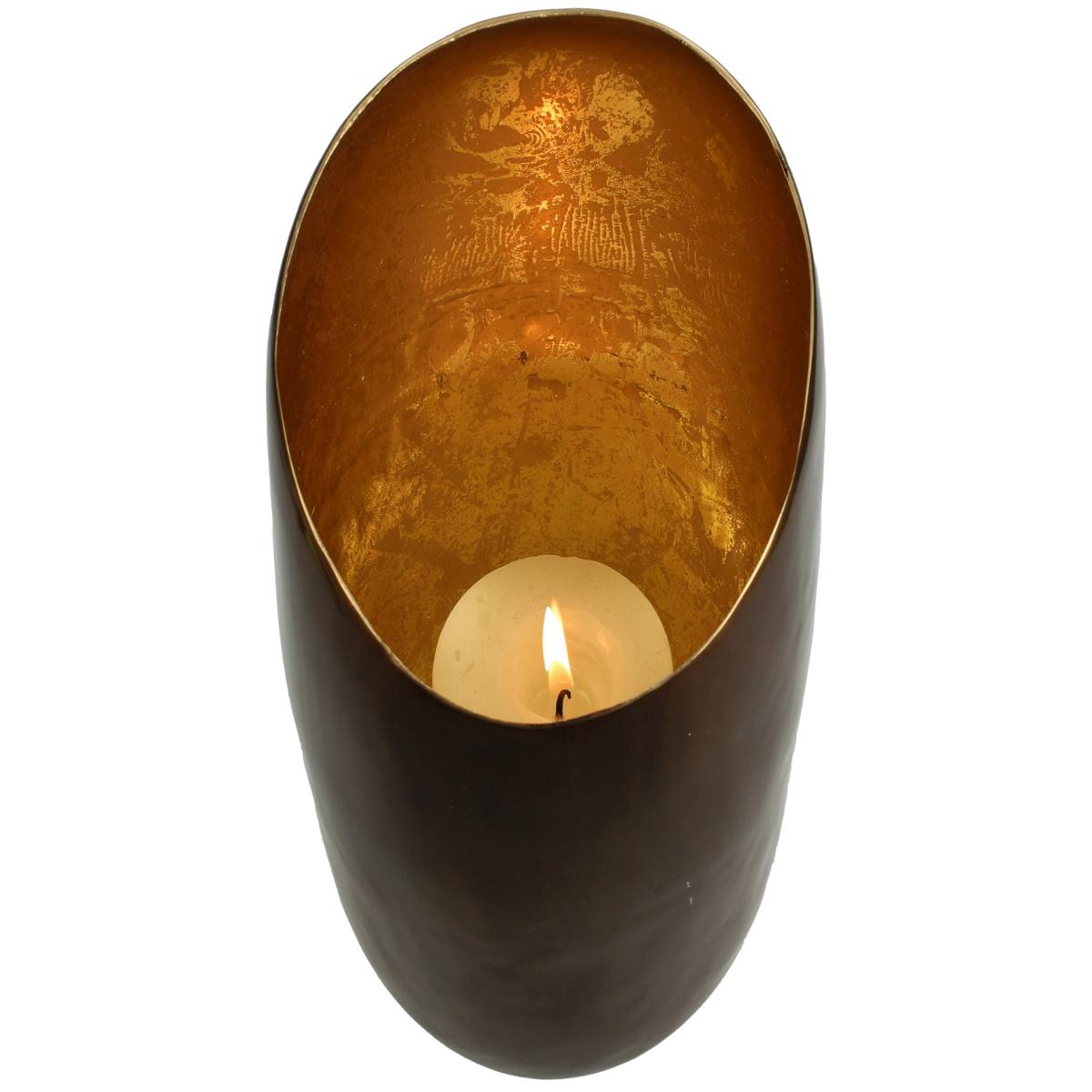 Κηροπήγιο ArteLibre Μπρονζέ Αλουμίνιο 13.5x13.5x20cm - Hippiehome.gr