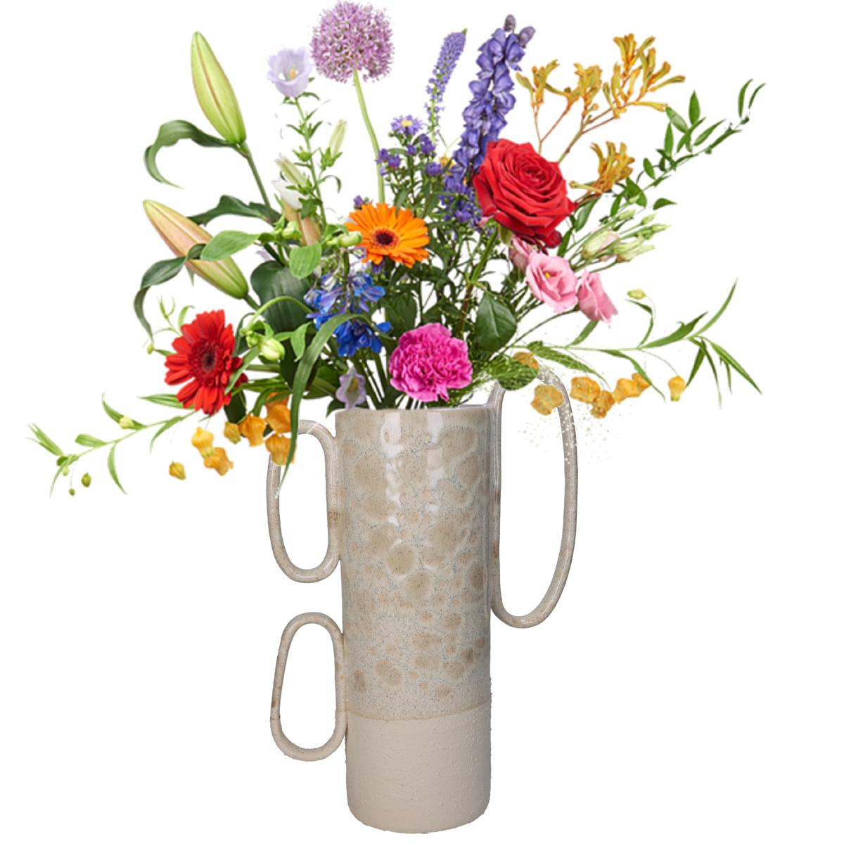 Βάζο ArteLibre Με Λαβές Μπεζ Κεραμικό 21x10x30cm - Hippiehome.gr