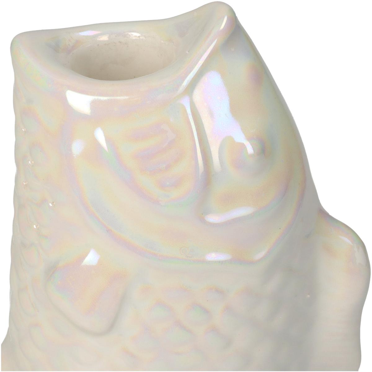 Κηροπήγιο ArteLibre Ψάρι Ιβουάρ Κεραμικό 8.9x7x15.8cm - Hippiehome.gr