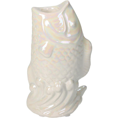 Κηροπήγιο ArteLibre Ψάρι Ιβουάρ Κεραμικό 8.9x7x15.8cm - Hippiehome.gr