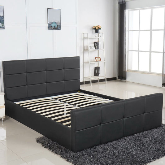 Κρεβάτι ArteLibre ANEMONE Μαύρο PU Με Αποθηκευτικό Χώρο 217.5x170.5x100cm(Στρώμα 160x200cm) - Hippiehome.gr