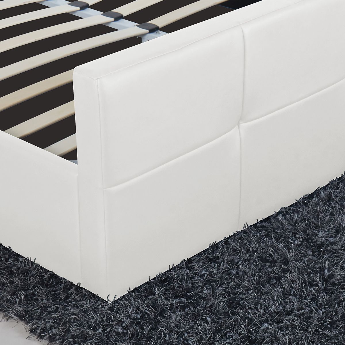 Κρεβάτι ArteLibre ANEMONE Λευκό PU Με Αποθηκευτικό Χώρο 217.5x170.5x100cm (Στρώμα 160x200cm) - Hippiehome.gr