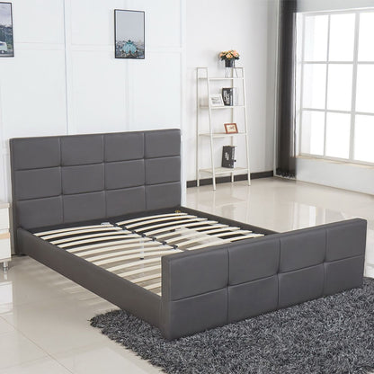 Κρεβάτι ArteLibre ANEMONE Γκρι PU 216x160.5x93cm (Στρώμα 150x200cm) - Hippiehome.gr