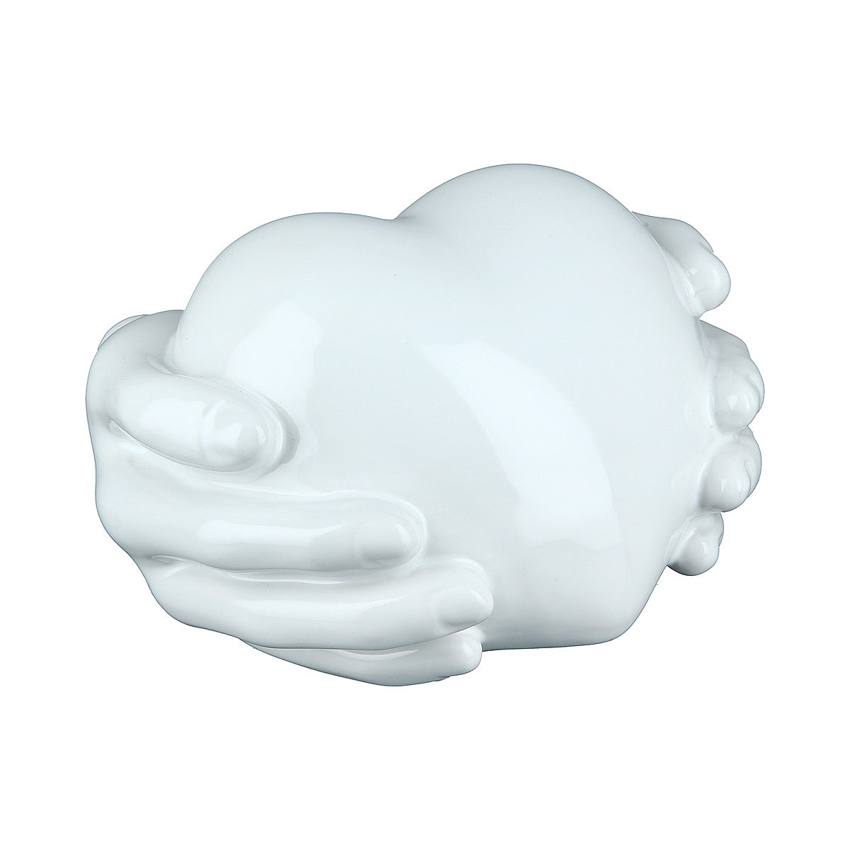 Διακοσμητικό Χέρια Κρατούν Καρδιά Γυαλιστερό Λευκό Κεραμικό 17x18x10cm - Hippiehome.gr